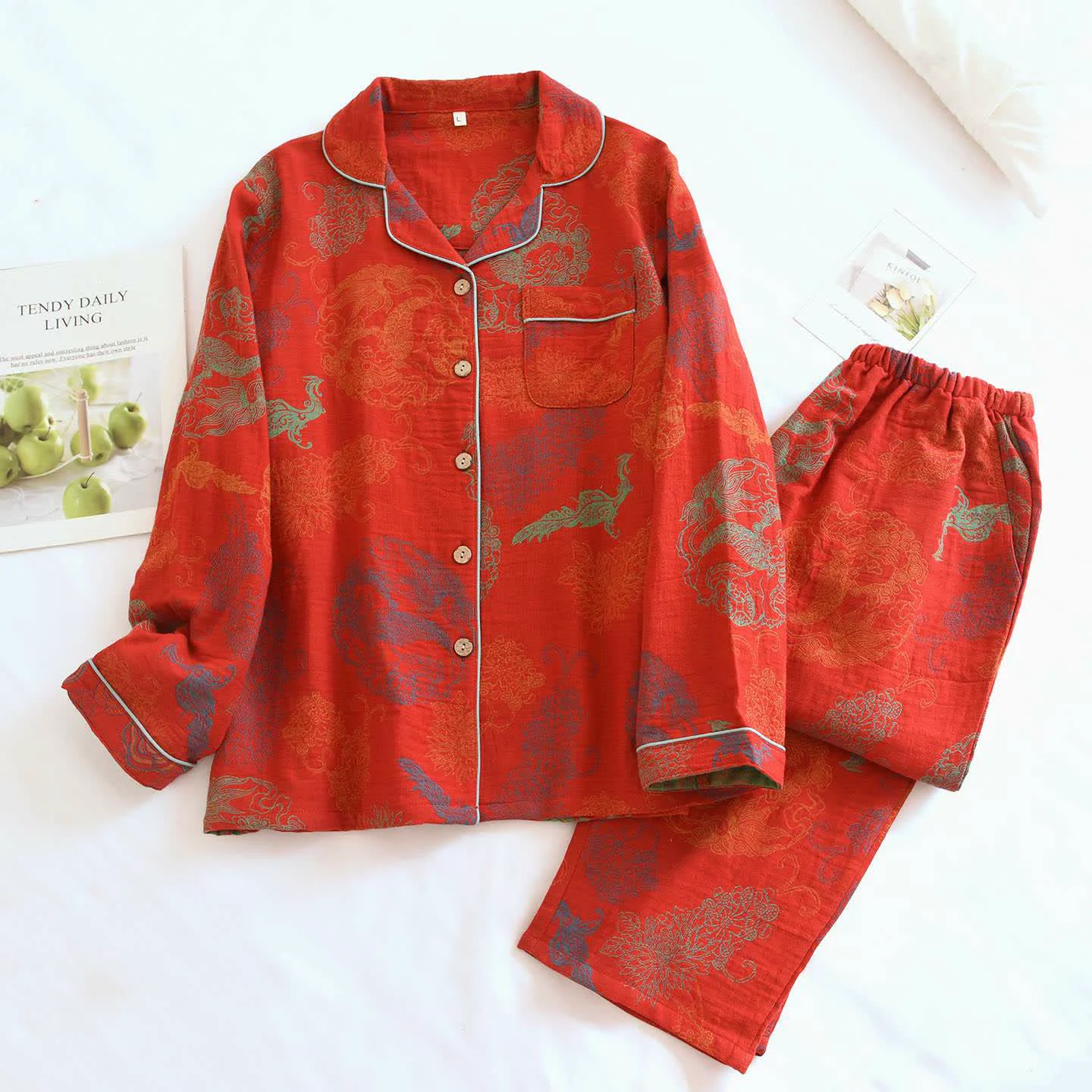 High-Grade Ownkoti Oriental Dragon amp Phoenix Cotton Pajama Set Official