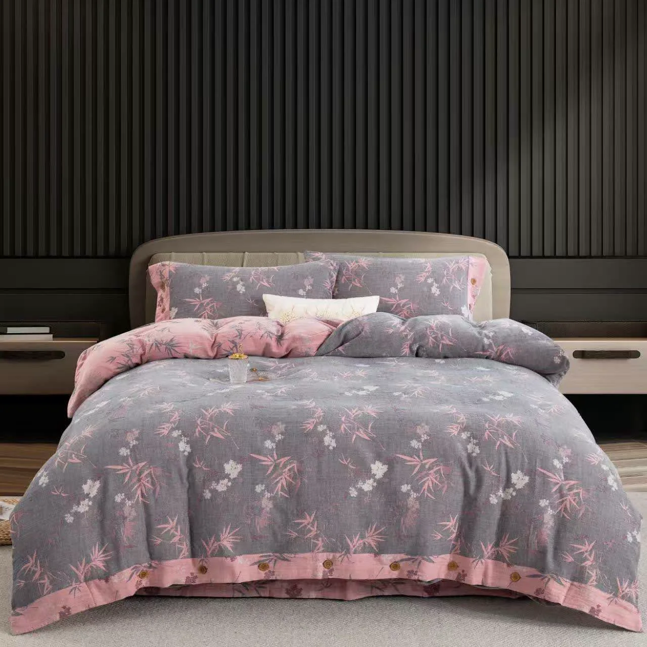 User-Friendly Ownkoti Bamboo Leaf Cotton Double Gauze Bedding Set 4PCS Traditional