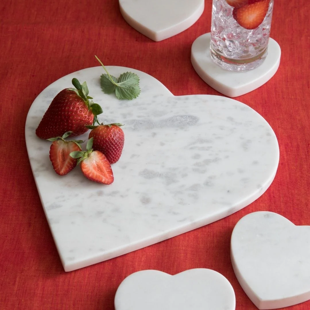 Responsible White Marble Heart Serving Board Elegant