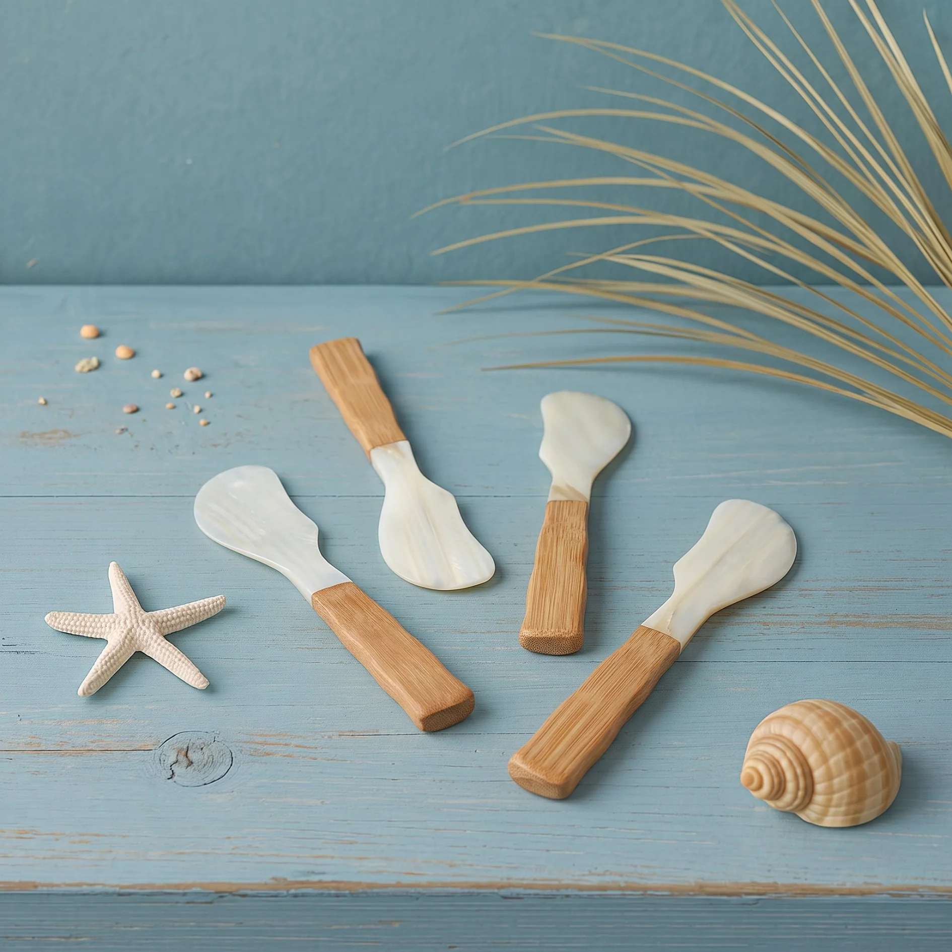 High-Performance Shell amp Bamboo Spreaders Set of 4 Clean