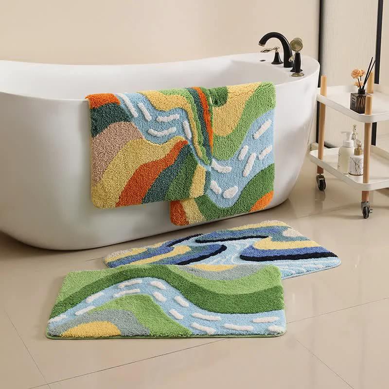 Authentic Ownkoti Mountain River Inspired Non-slip Bath Mat Traditional