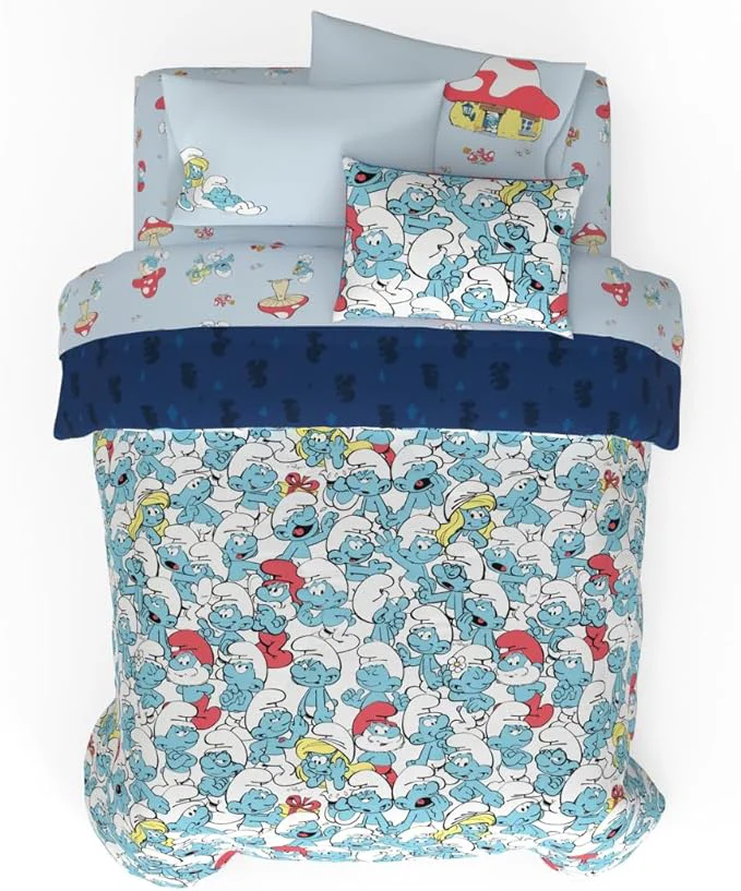 Elegant The Smurfs Kids Bedding Super Soft amp Cozy Reverisble Microfiber Comforter and Sheet Set with Sham 7 Piece Full Size ly Licensed Product By Franco Unique