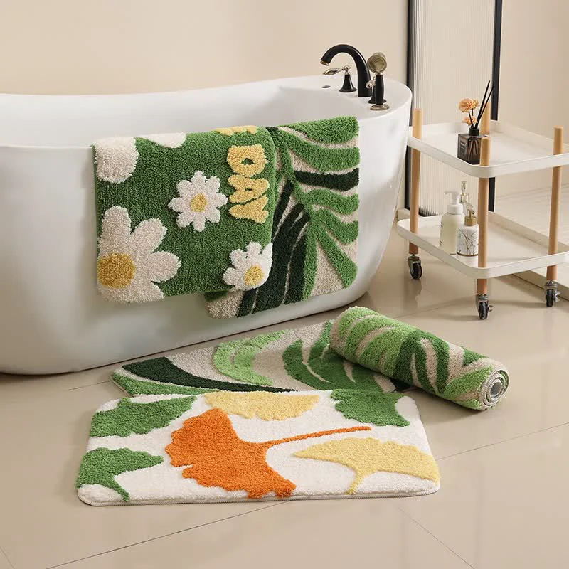 Environmentally Friendly Ownkoti Green Plants Non-slip Bath Mat Functional