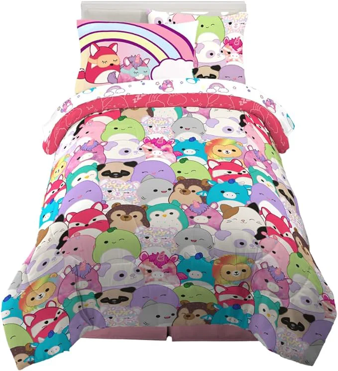 Smooth Franco Squishmallows Bedding Super Soft Comforter and Sheet Set with Sham 5 Piece Twin Size Expertly Made
