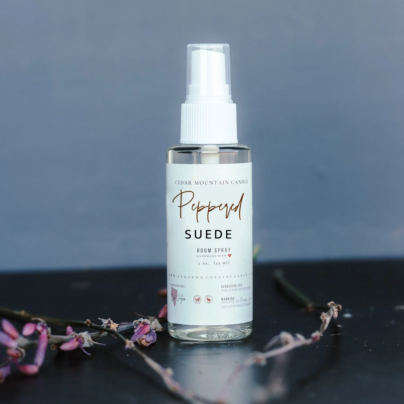 Convenient 2 oz Room Spray – Peppered Suede Casual