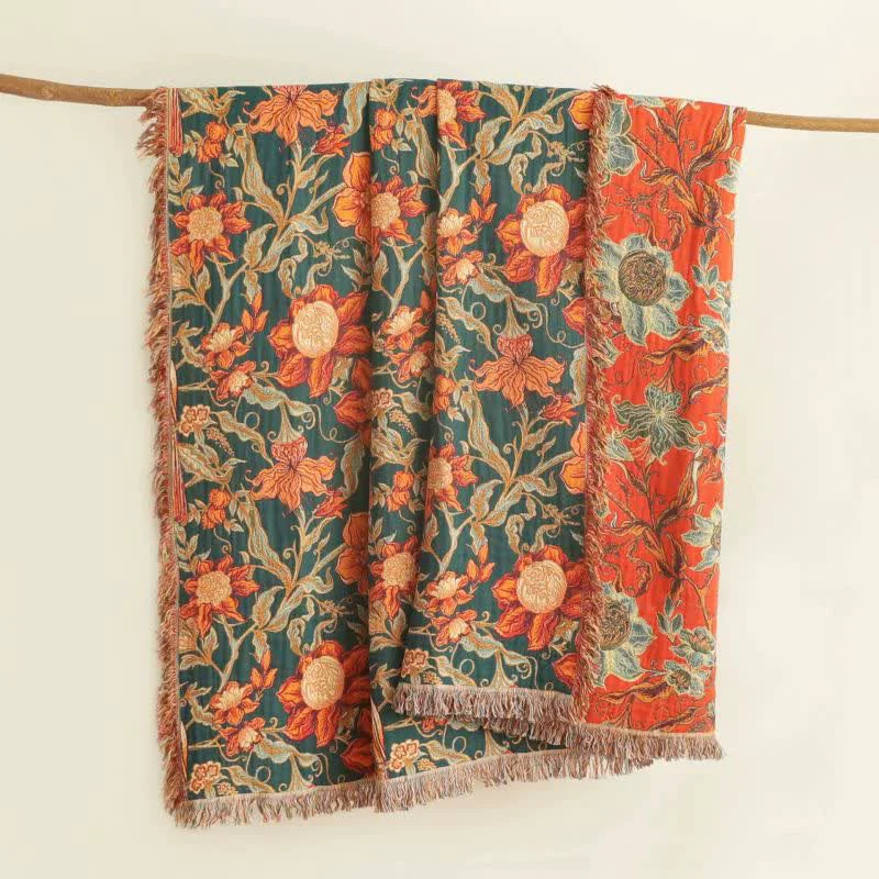 Specialty Ownkoti Luxurious Floral Cotton Tassel Blanket Easy-to-Use
