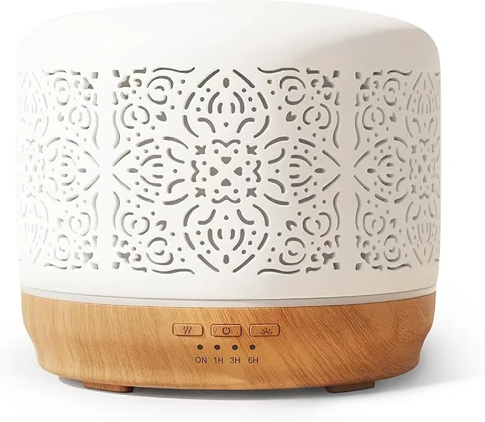 Comfortable Earnest Living Essential Oil Diffuser White Ceramic Diffuser 500 ml Timers Refined