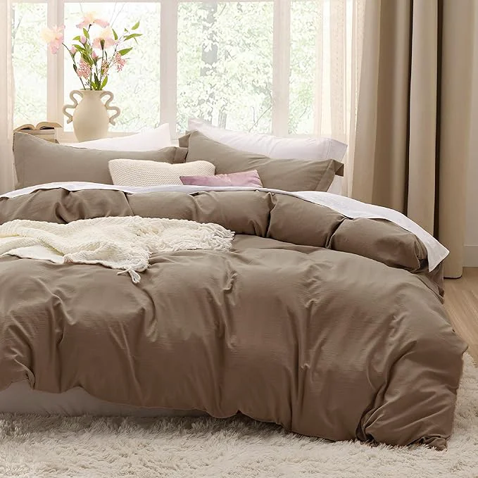 Easy-to-Use Bedsure Coffee Duvet Cover King Size – 3 Pieces Prewashed Cotton-Like Extra Soft Bedding Set Includes 1 Duvet Cover 104×90 Inches with Zipper Closure amp 2 Pillow Shams Comforter Not Included Reusable