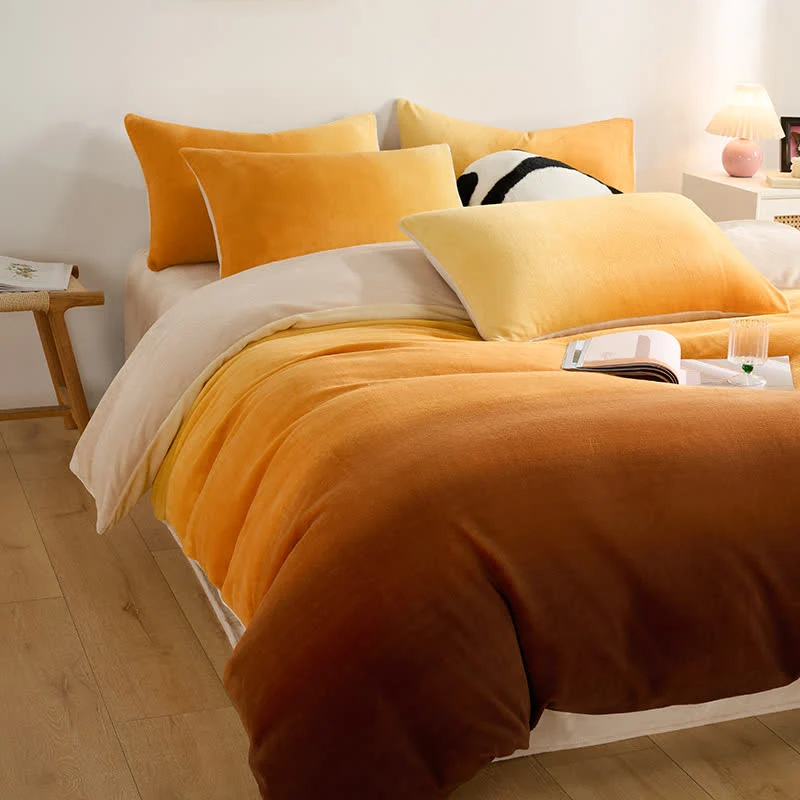 Next-Generation Ownkoti Gradient Plush Warm Bedding Set 4PCS Secure