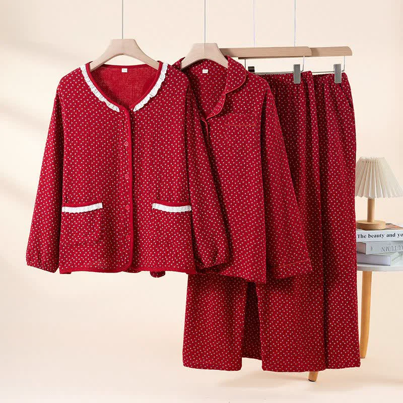 Elite Ownkoti Red Floral Pure Cotton Pajama Set Official