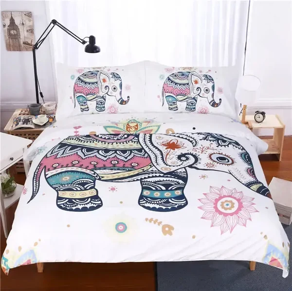 Long-Lasting Bohemian Mandala Elephant Duvet Cover Flexible