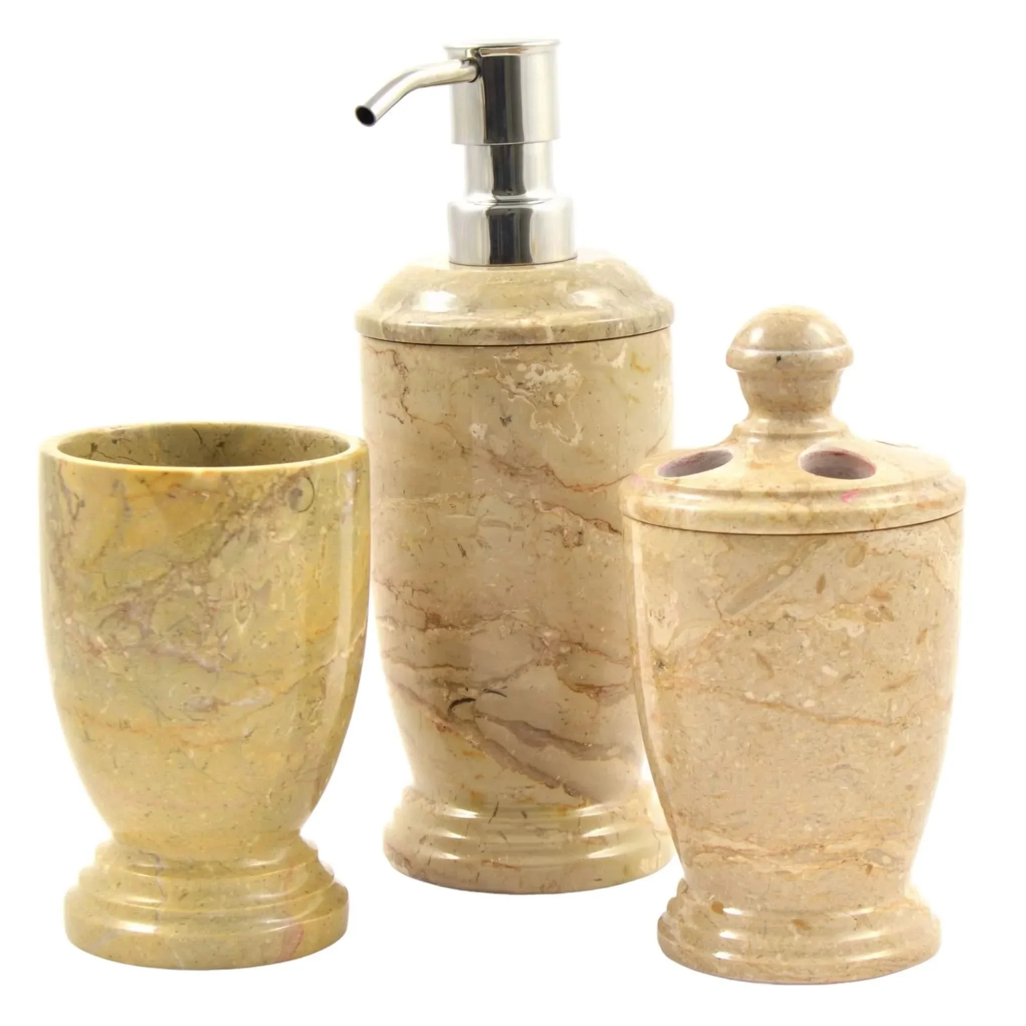 Recyclable 3 Piece Bathroom Set – Sahara Beige Marble Dependable