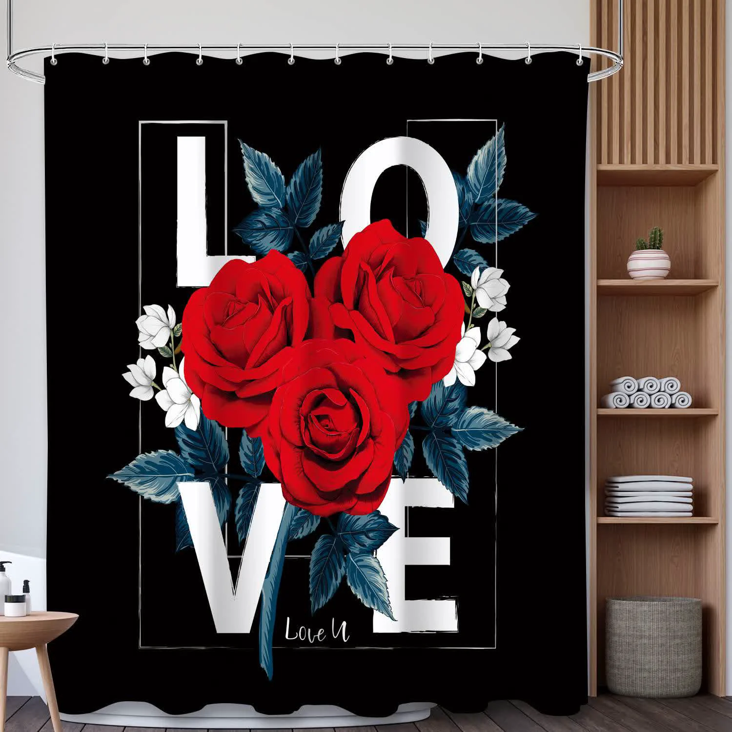 Sophisticated Ownkoti LOVE Letter Print Shower Curtain Quality