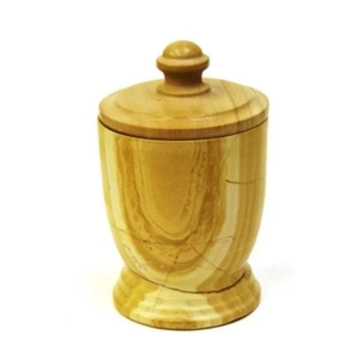 Refined Teak Marble Decorative Jar Cotton Ball Holder Original