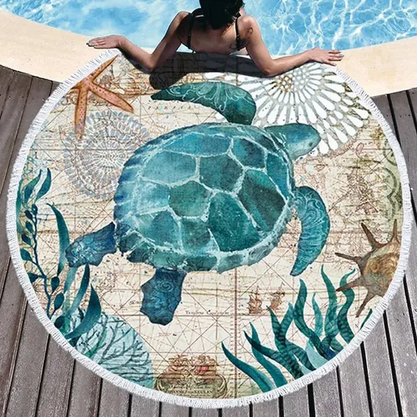 Specialty Sea Turtle Round Towel Dependable