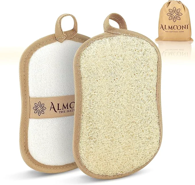 Practical Almooni Premium Exfoliating Loofah Pad Body Scrubber Made Fine Crafted