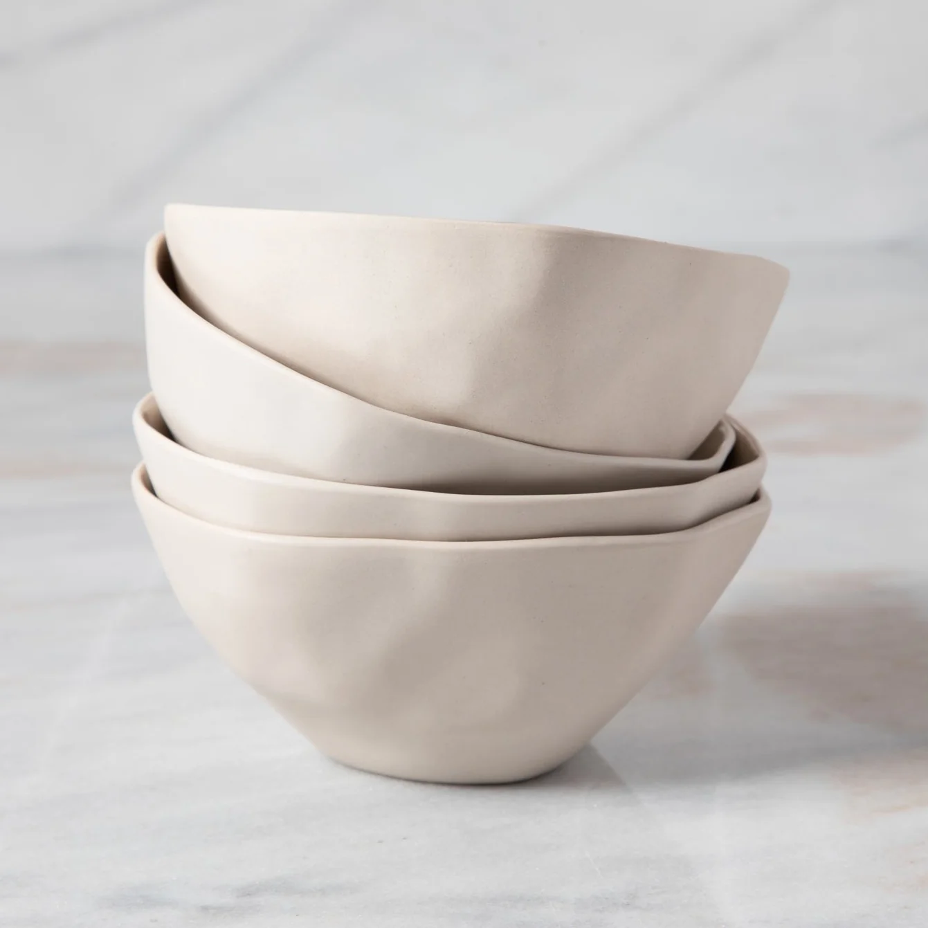 Breathable Tam Stoneware Dessert Bowl Pearl Set of 4 Crafted