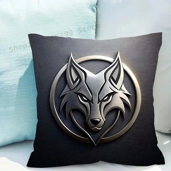 Minimalist Wolf Iron Cushion Cover High-Grade