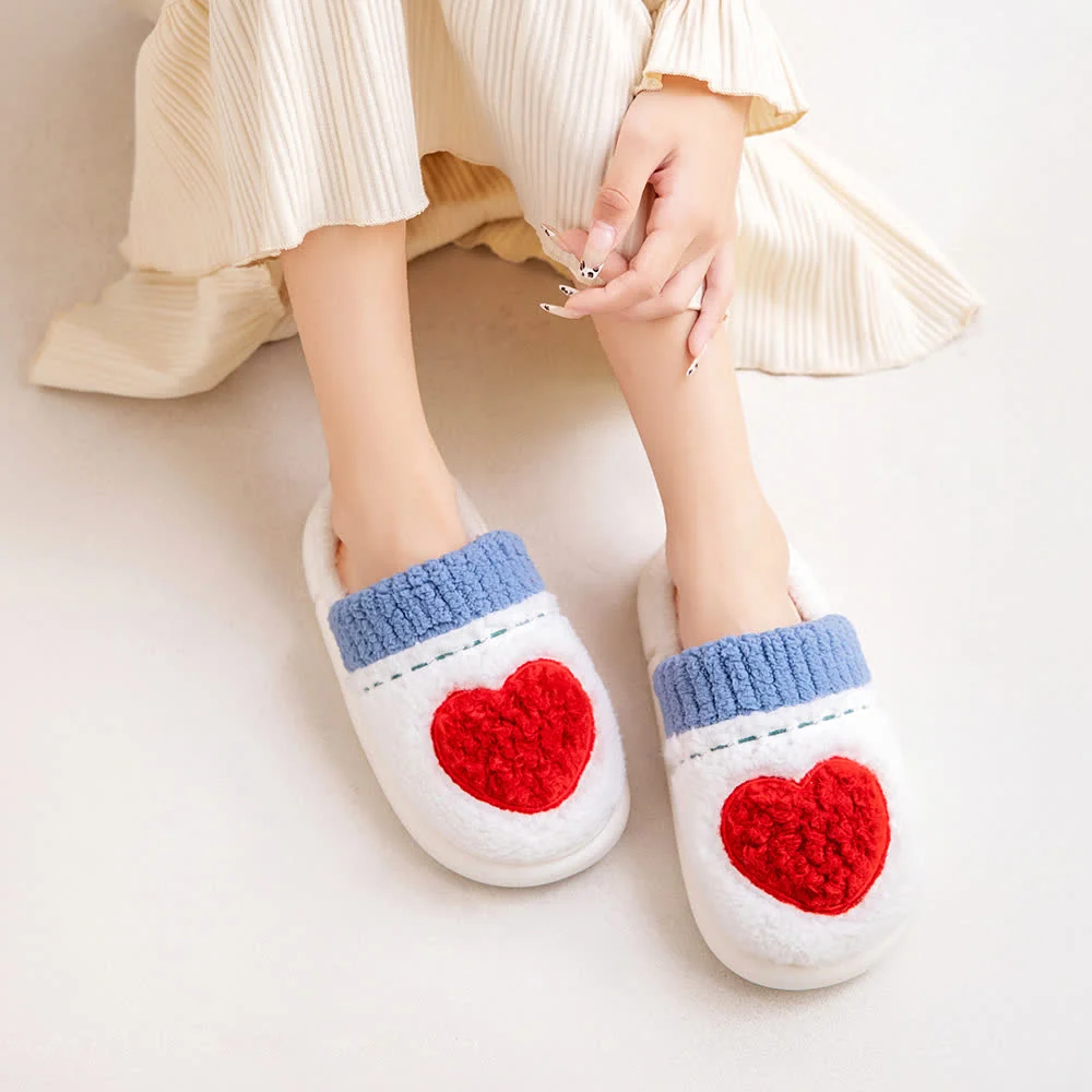 Superior Ownkoti Heart Pattern Plush House Slippers Original