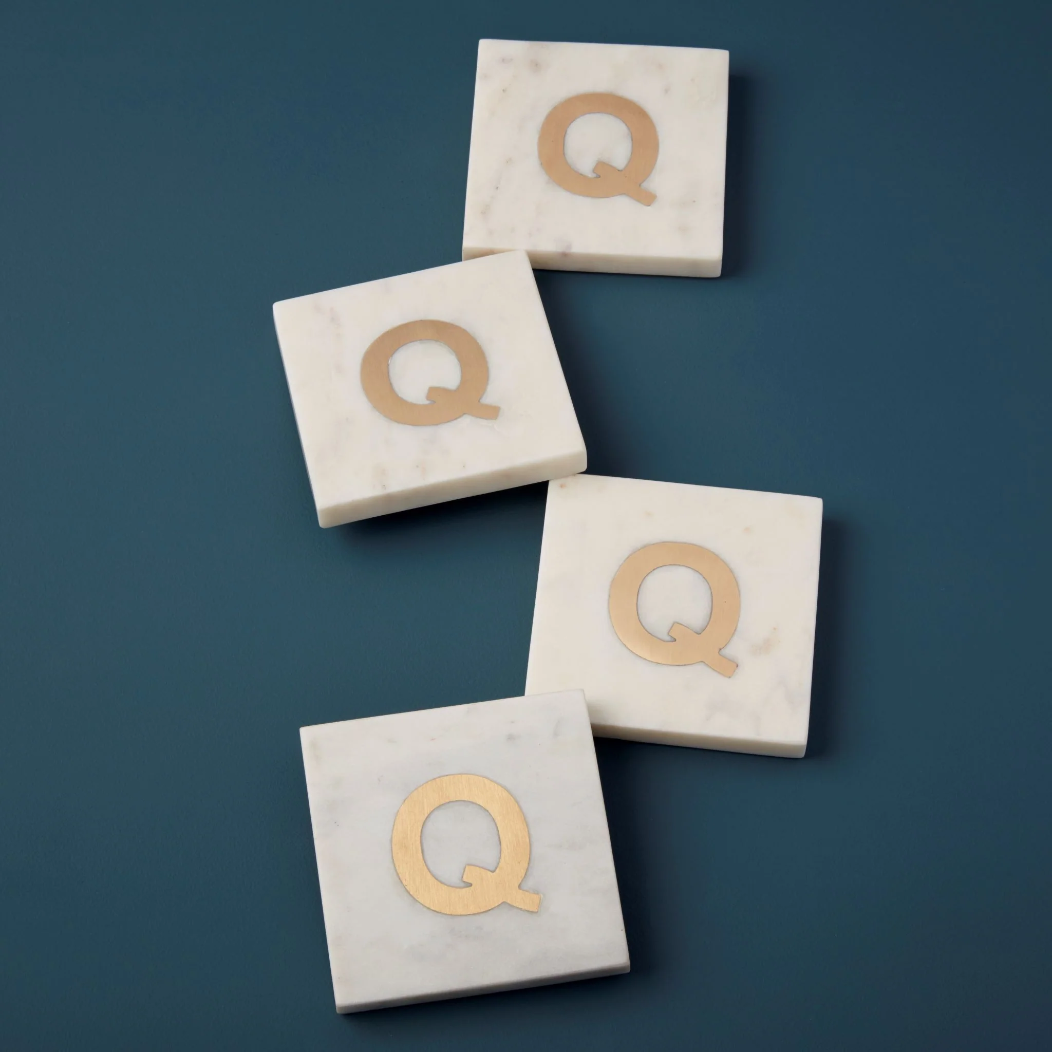 Refined Verona Marble Monogram Coasters Set of 4 – Letter Q High-Performance