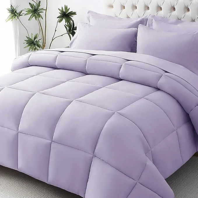 Advanced JOLLYVOGUE Twin Comforter Set Ultra-Soft Bed in a Bag Twin Size 5 Pieces Oeko-TEX Bedding Set with Down Comforter Sheets Pillowcases amp Shams Lavender Secure