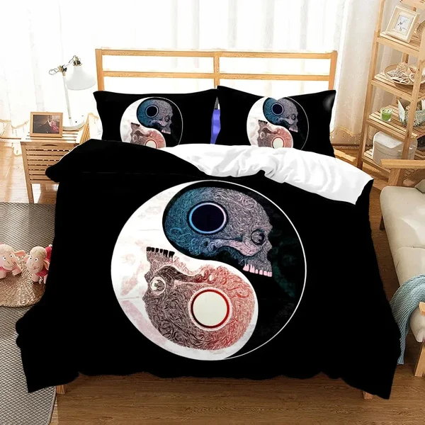 Advanced Bohemian Mandala Skull Duvet Cover Reusable