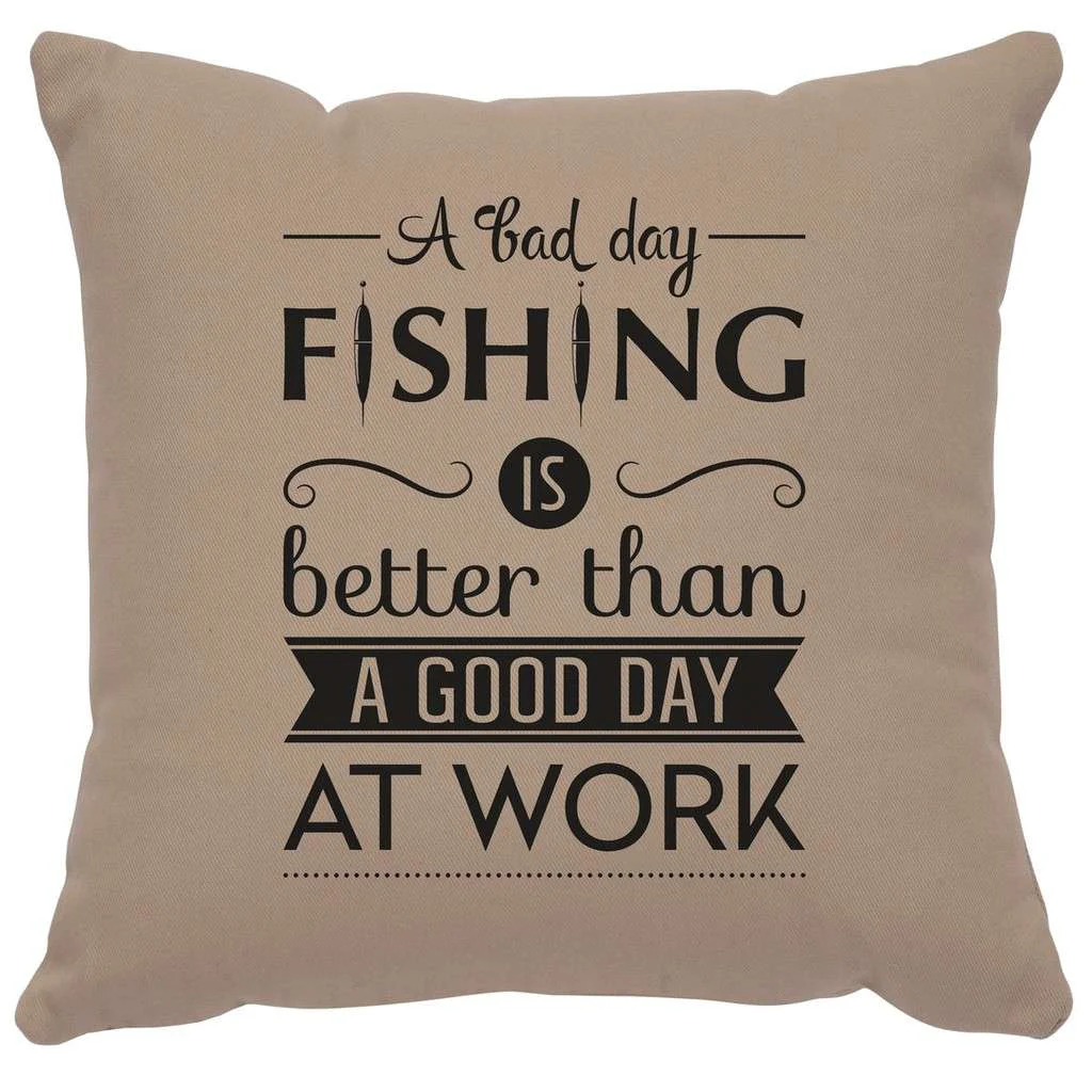 Dependable quot Fishing Day quot Image Pillow – Cotton Alabaster Natural