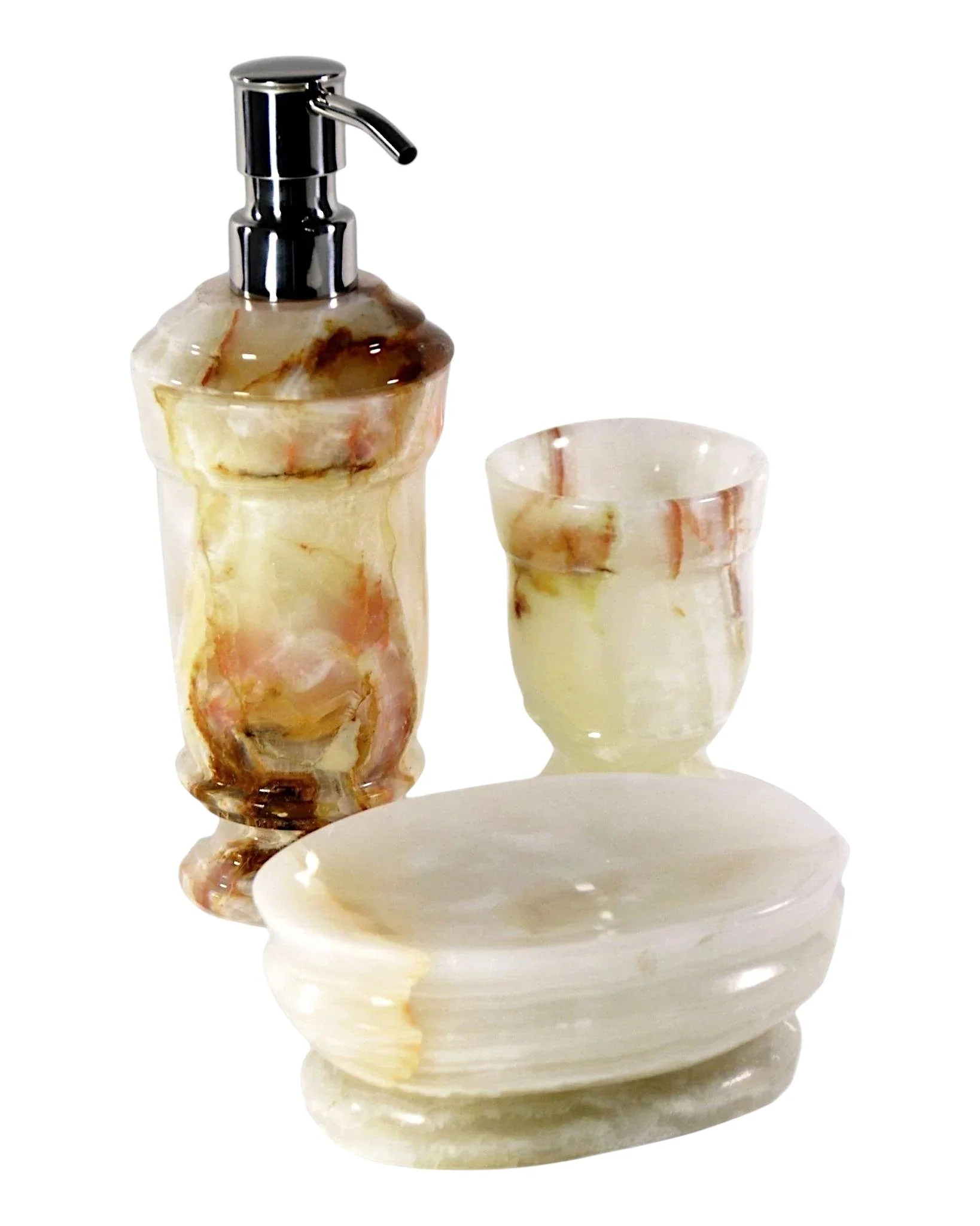 Reliable White Onyx 3-Piece Bathroom Accessory Set Official