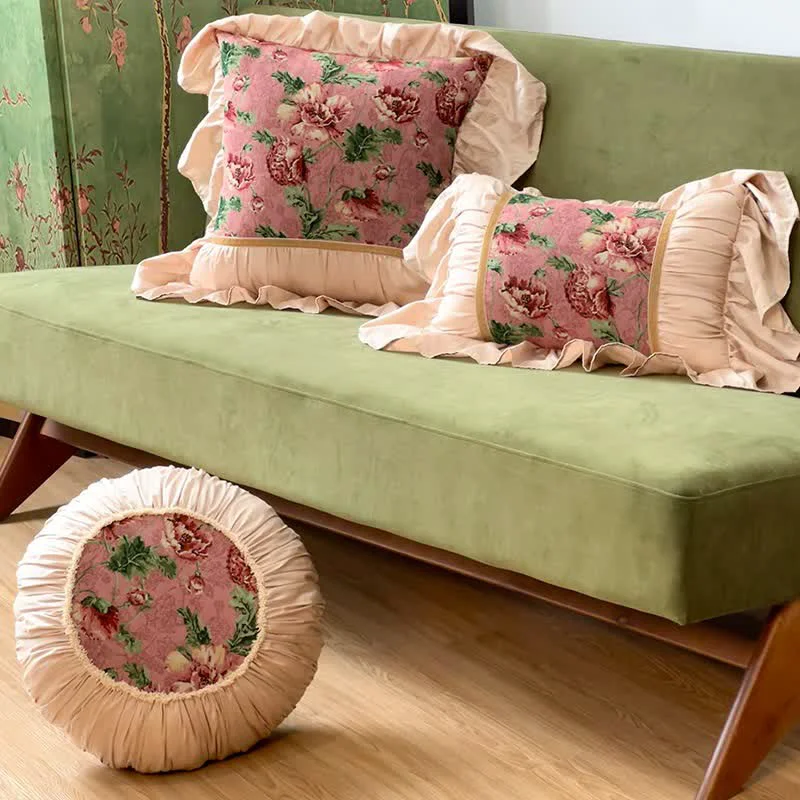 Smart Ownkoti Floral Throw Pillow with Ruffled Edge World-Class