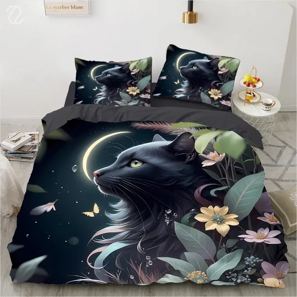Dependable 3D Starry Sky Cat Duvet Cover Secure
