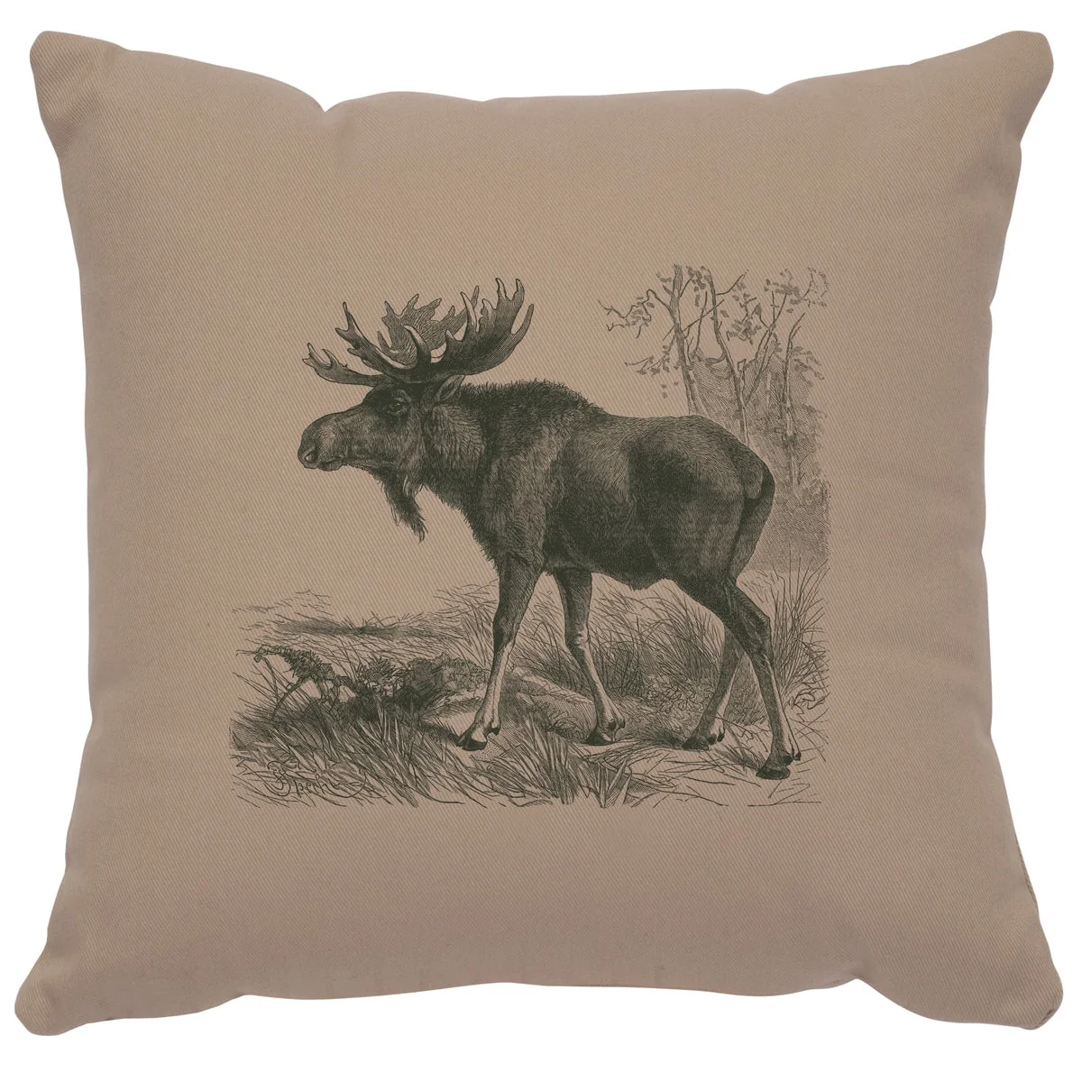 Advanced quot Moose Scene quot Image Pillow – Cotton Alabaster Long-Lasting