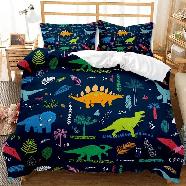 Environmentally Friendly Cartoon Dinosaur Duvet Cover Versatile