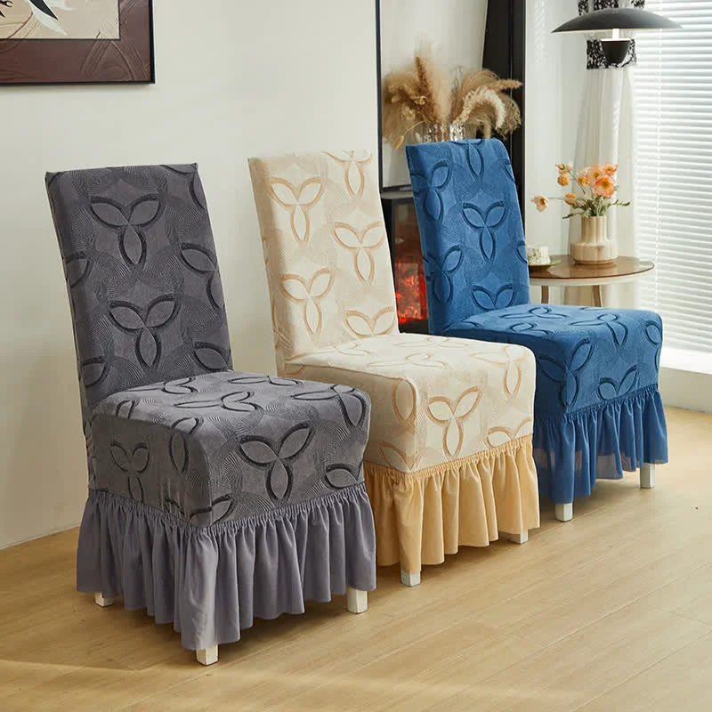Expertly Made Ownkoti Solid Color Stretch Jacquard Dining Chair Cover Flexible