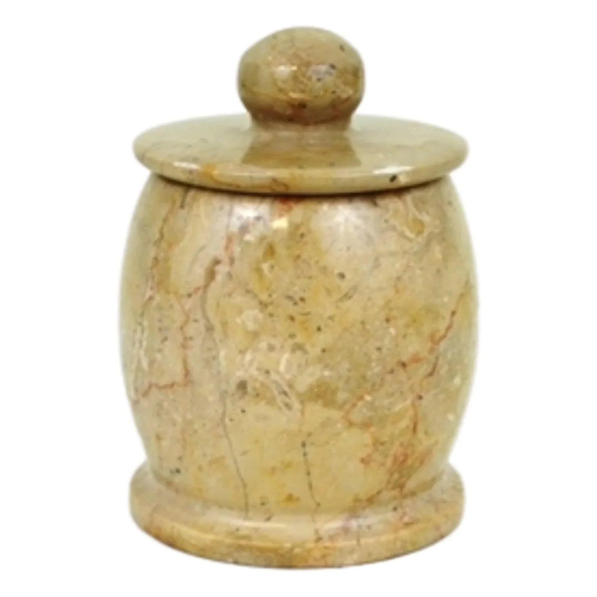 Smooth Sahara Beige Marble Decorative Jar Cotton Jar User-Friendly