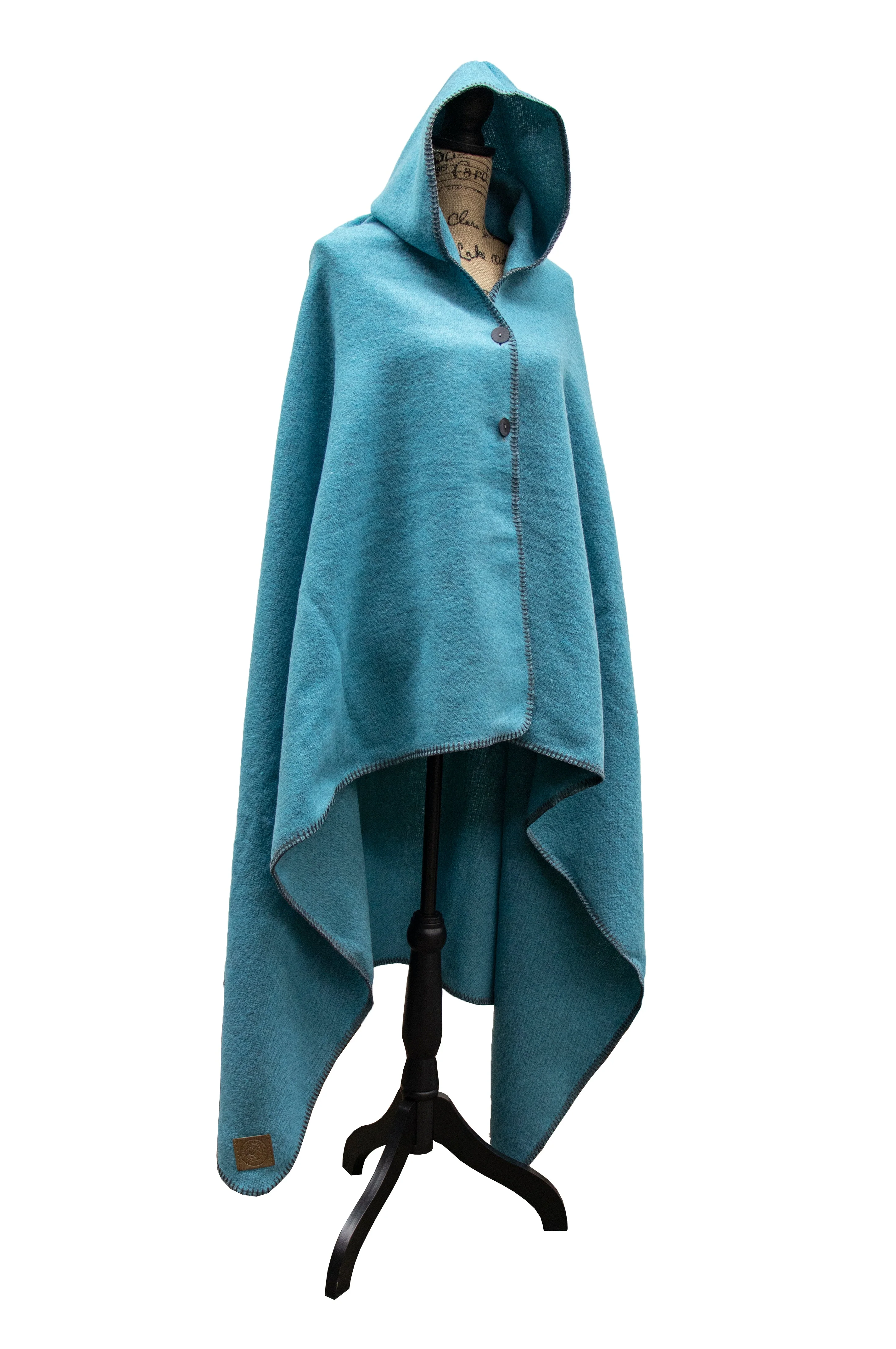 Enhanced Solid Turquoise Hooded Throw