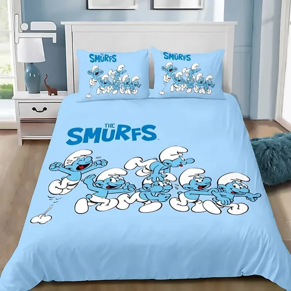Natural Smurfs Cartoon Duvet Cover Organic