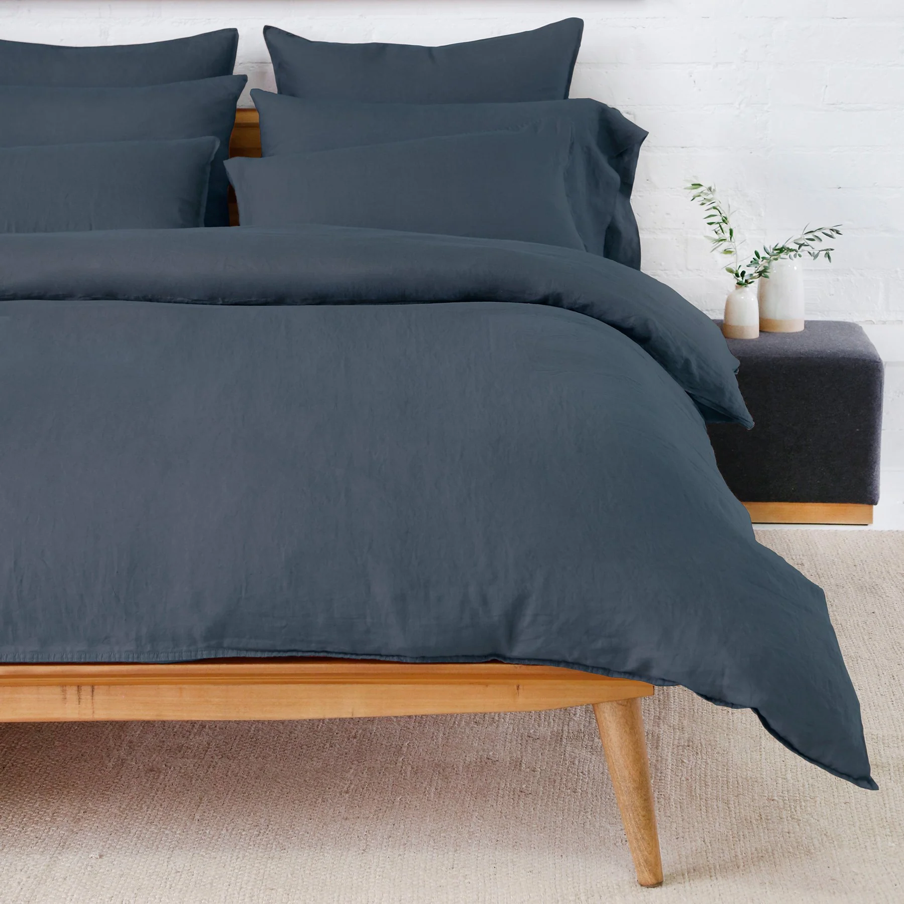 Recyclable Parker Linen King Duvet Set Navy Advanced