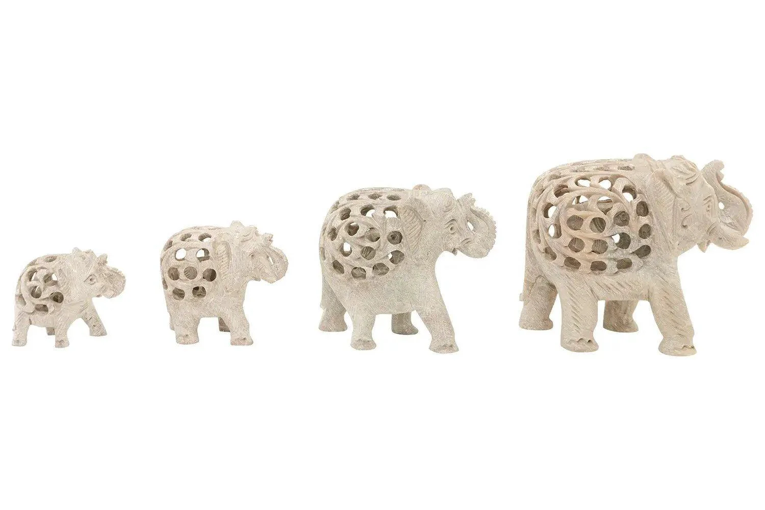 Genuine Family of Elephants Handcarved From Soapstone Original