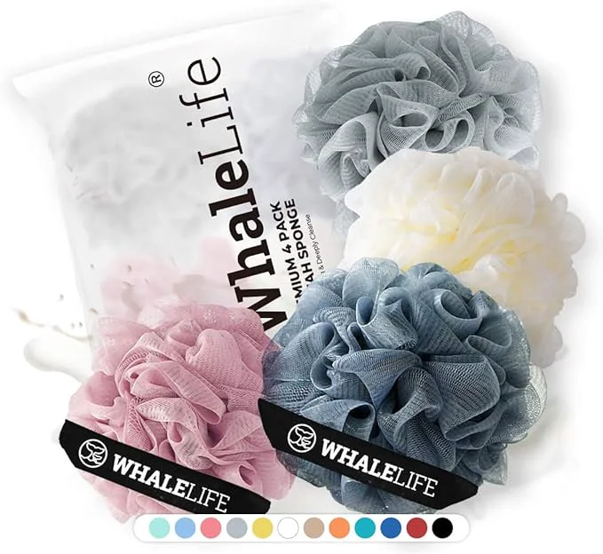 Sophisticated Loofah Sponge Bath Sponge for Women Men 4 Pack High-Performance