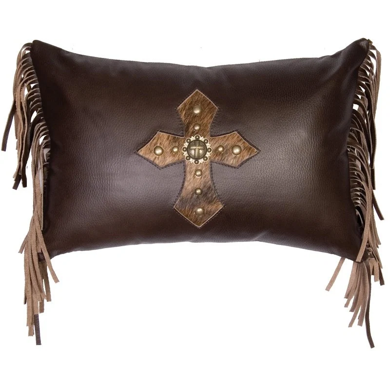 Smooth Mesa Espresso Leather Pillow 12×18 Traditional