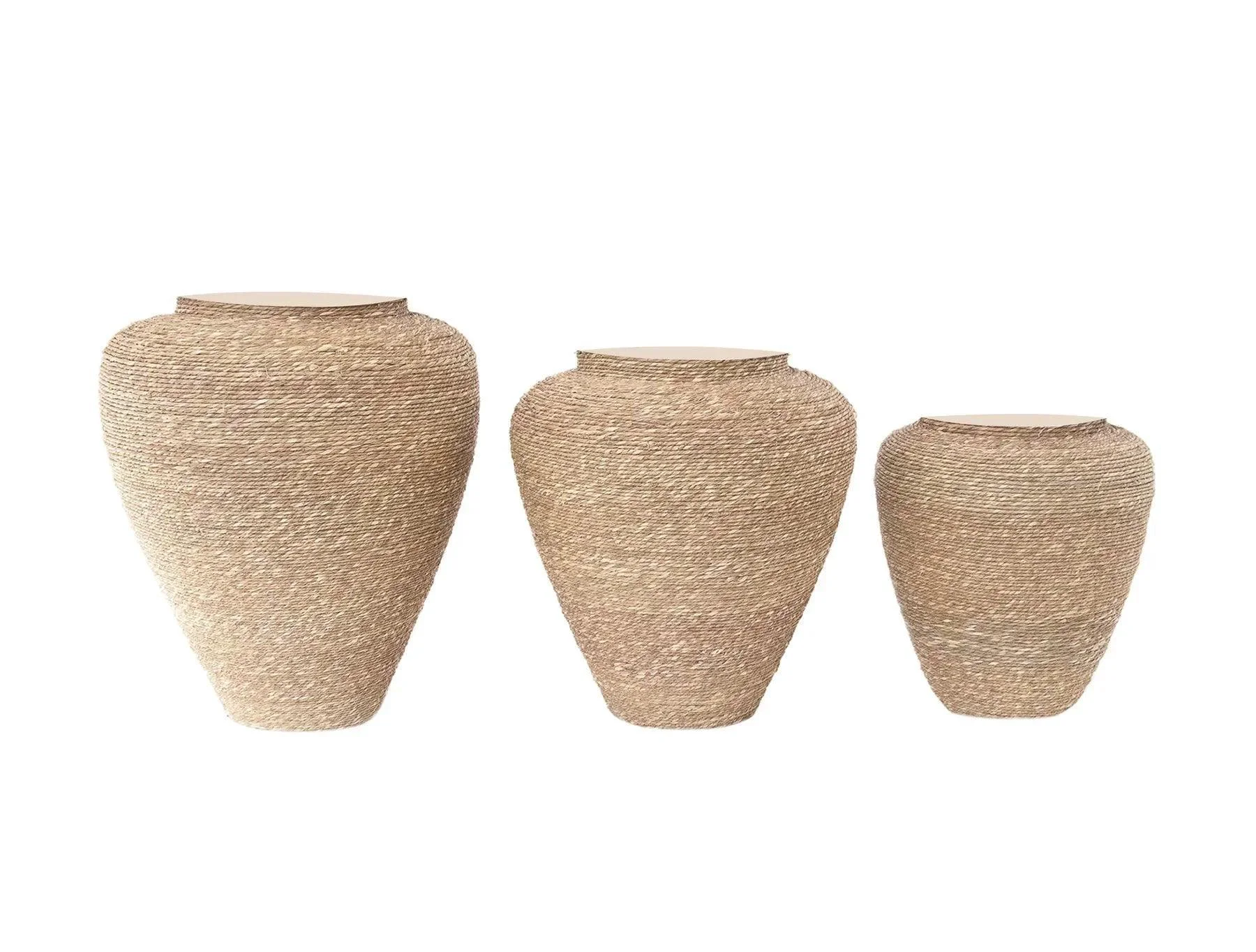 Premium Decorative Jars Vases of Seagrass Rope Green