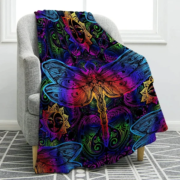 Natural Dragonfly Flower Throw Blanket Practical