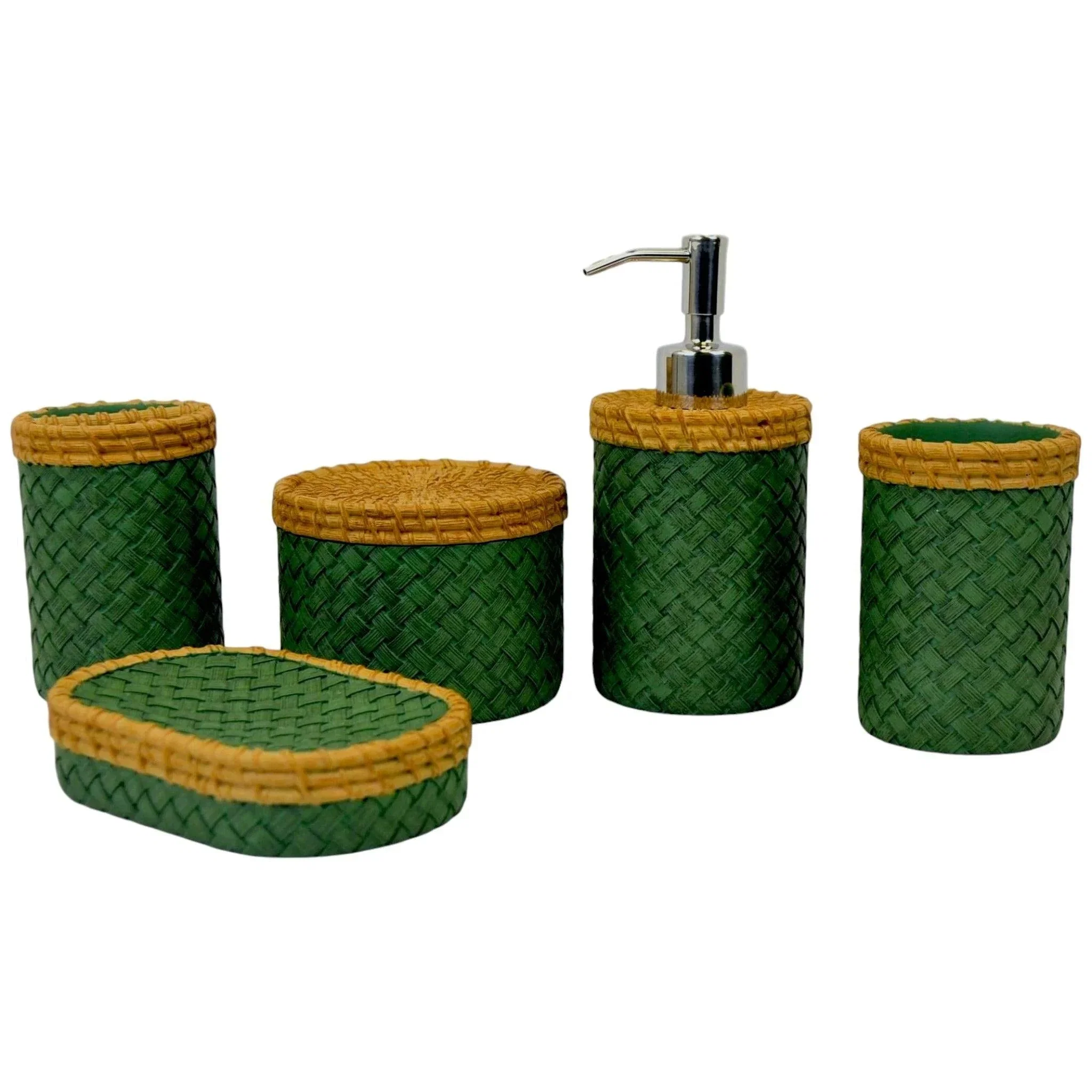 Classic Five Piece Bathroom Set in Green and Beige Colors World-Class