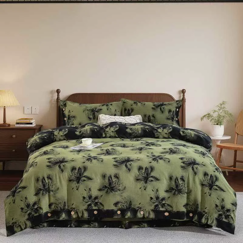 Eco-Friendly Ownkoti Oriental Ink Style Floral Cotton Bedding Set 4PCS Outstanding