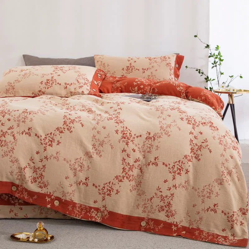 Versatile Ownkoti Country Leaf Cotton Gauze Bedding Set 4PCS Exceptional