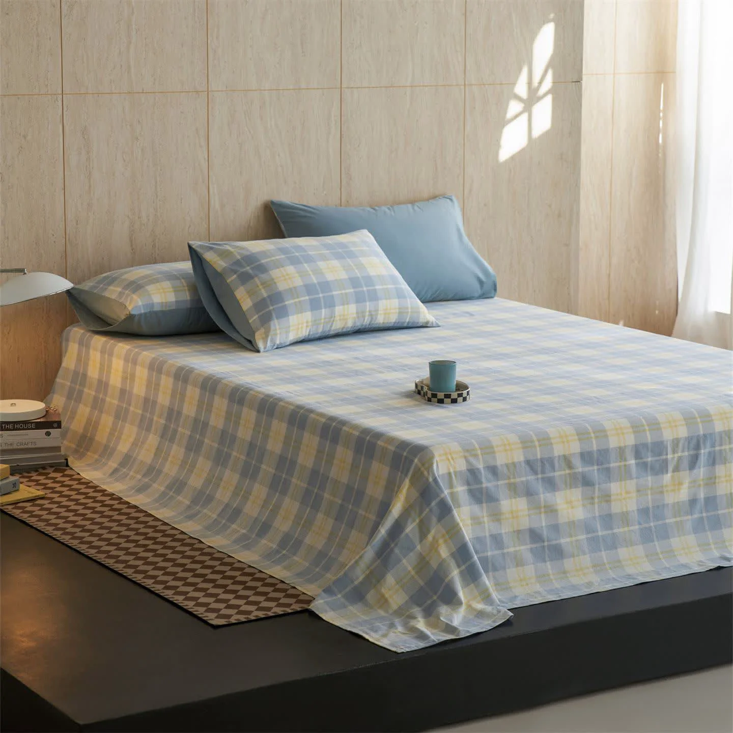 Comfortable Ownkoti Fresh Gingham Pure Cotton Sheet Bedspread Convenient