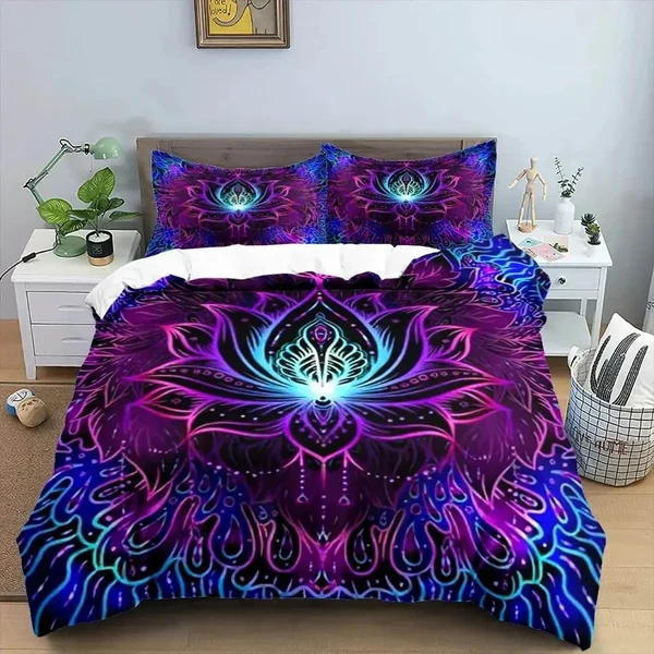 Secure Mandala Lotus Flowers Doona Cover Fine
