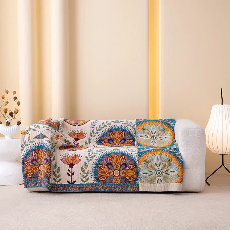 Pure Ownkoti Exotic Pattern Leaf Cotton Gauze Blanket Responsible