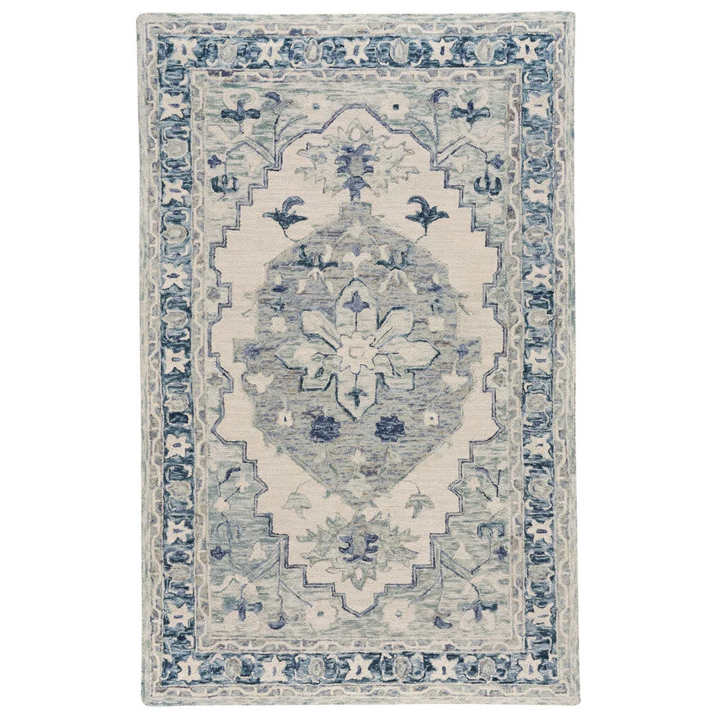 Advanced Avanti Rug – Medallion Ivory Denim Minimalist