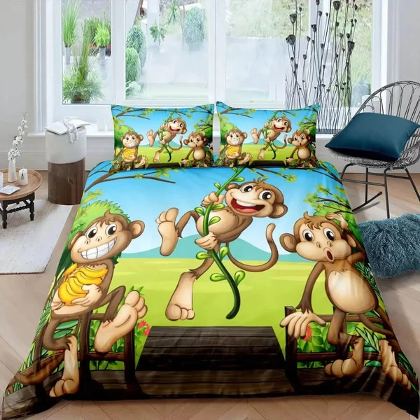 Premium Ambesonne Monkey Cartoon Quilt Cover Clean